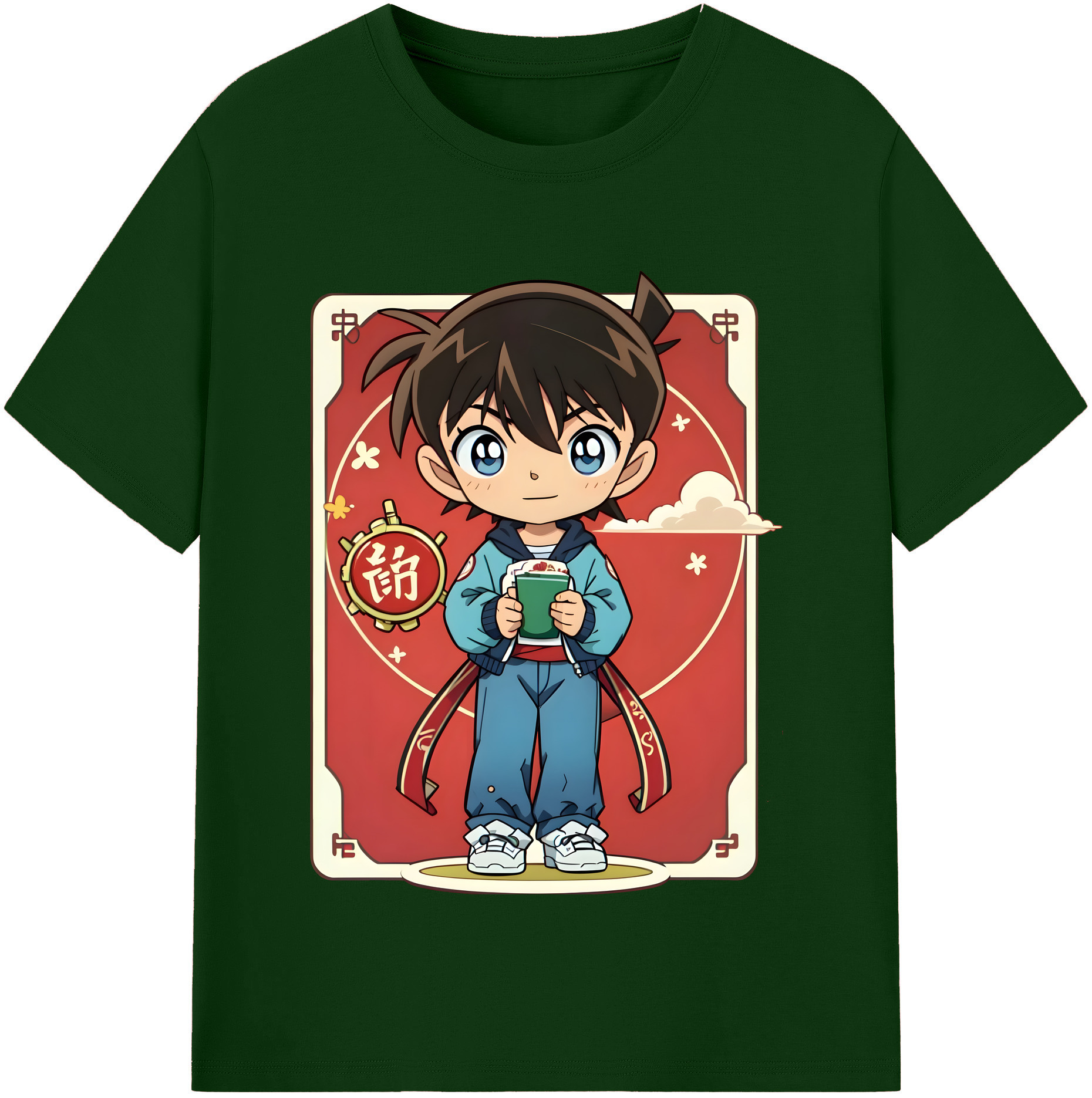 （画像用） 名探偵コナン 江戸川 コナン Detective Conan Conan Edogawa 綿100％半袖Tシャツ（フロントプリント）